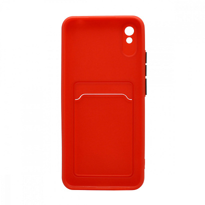 Чехол с кармашком и цветными кнопками для Xiaomi Redmi 9A (010) красный