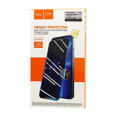 Защитное стекло HOCO A12 Pro Nano 3D Privacy Full Screen для Apple iPhone 13 Pro Max/14 Plus черное