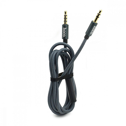 Кабель AUX (3,5 mm jack) HOCO UPA 04 Noble sound (с микрофоном 100см) серый