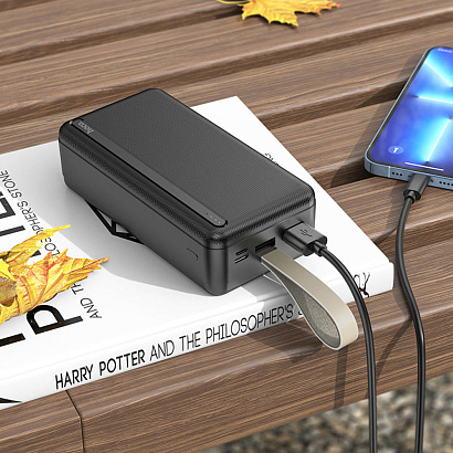 Внешний аккумулятор HOCO J91B 30000 mAh (Micro-USB/Type-C/2USB 2,1A/LED) черный