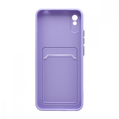Чехол с кармашком и цветными кнопками для Xiaomi Redmi 9A (008) сиреневый