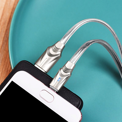 Кабель USB - Micro USB Borofone BU12 "Synergy" (2.4А, 120см) серебристый