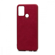 Чехол силиконовый с кожаной вставкой Leather Cover для Huawei Honor 9A фуксия