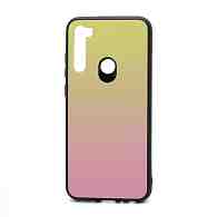 Чехол со стеклянной вставкой Gradient для Xiaomi Redmi Note 8T (001) желто-розовый