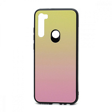 Чехол со стеклянной вставкой Gradient для Xiaomi Redmi Note 8T (001) желто-розовый