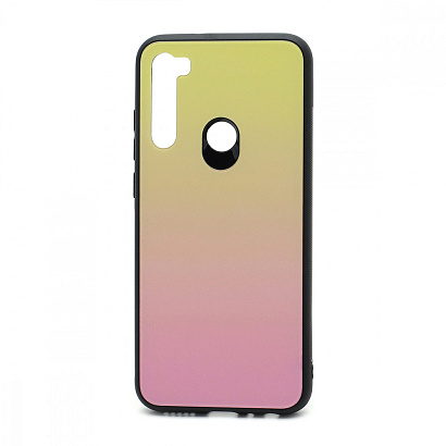 Чехол со стеклянной вставкой Gradient для Xiaomi Redmi Note 8T (001) желто-розовый