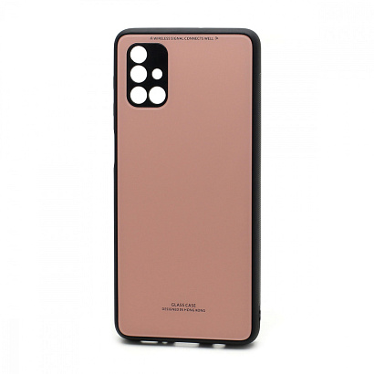 Чехол со стеклянной вставкой без лого для Samsung Galaxy М51 розовый