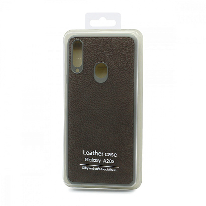 Чехол силиконовый с кожаной вставкой Leather Cover для Samsung Galaxy A20S серый