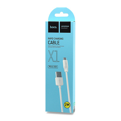 Кабель USB - Micro USB HOCO X1 "Rapid" (2А, 200см) белый
