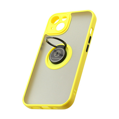 Чехол Shockproof Ring для Apple iPhone 14/6.1 (001) желто-черный