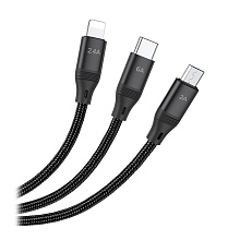 Кабель USB Multi 3в1 Lightning/micro/Type-C USB HOCO "Premium" U104 черный																