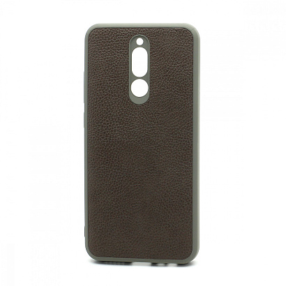 Чехол силиконовый с кожаной вставкой Leather Cover для Xiaomi Redmi 8 серый