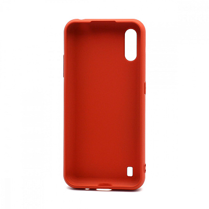 Чехол силиконовый с кожаной вставкой Leather Cover для Samsung Galaxy A01 красный